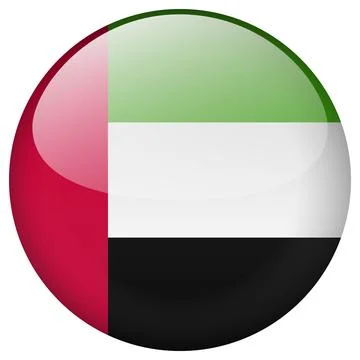 UAE flag button. United Arab Emirates flag button Stock Illustration