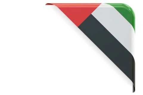 UAE flag corner, button. 3D rendering Stock Illustration