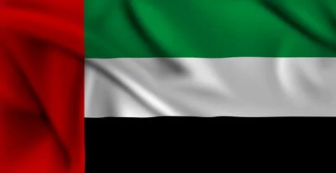 UAE flag covering the frame is waving in the wind. United Arab Emirates flag Illustrazione stock