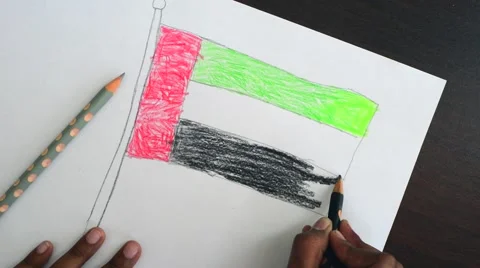 UAE flag drawing 1 Stock-Footage 43179874