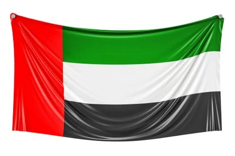 UAE flag hanging on the wall, 3D rendering Stock Photos