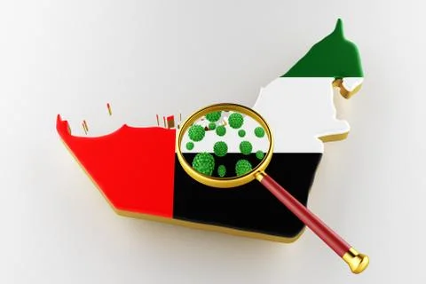 UAE flag on a map. 3d render Stockillustratie