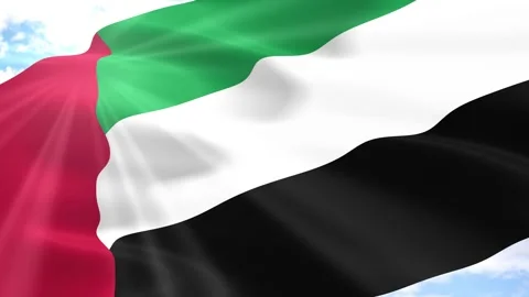 UAE Flag Seamless Loop 4k 60fps on Sky Background Vídeos de archivo 341553846