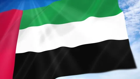 UAE Flag Seamless Loop 4k 60fps on Sky Background Stock Footage 341679419
