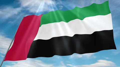 UAE Flag Seamless Loop 4k 60fps on Sky Background Stock Footage 341752233