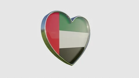 UAE Flag in the Shape of 3D Heart. Stock Footage 137231181
