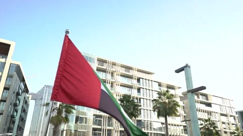 Uae flag at a street Stock Footage 132950745