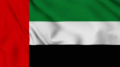 Uae flag is waving 3D animation. United Arab emirates flag waving in the wind. Stock Footage