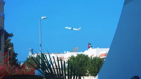 The UAE flag waving with an airplane flying by Vídeos de archivo 99106977