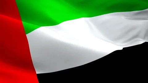 UAE flag waving in wind video footage Full HD. Realistic UAE Flag background. Stock Footage 104926455