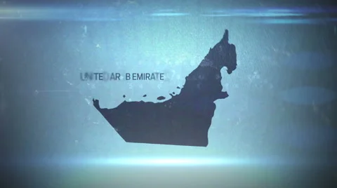 UAE - Hitech Grunge Map Outline Stock Footage 53204379