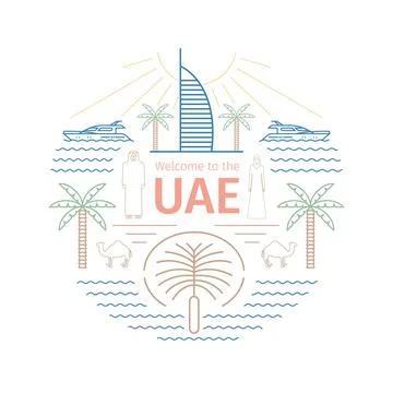 UAE line banner. Stock Illustration