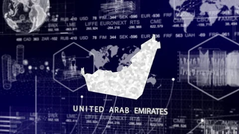 UAE Map Animation Loop | Growth, GDP, Oil Economy &amp; Development Insights Stock Footage 331575929