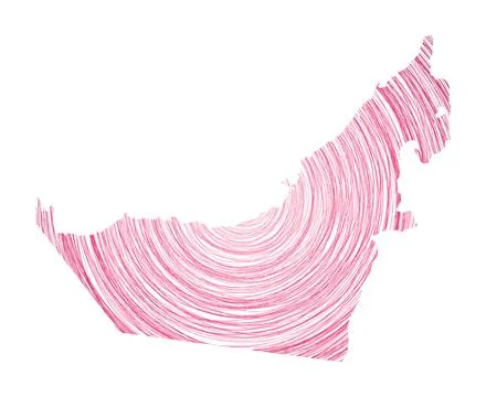 UAE map filled with concentric circles. Sketch style circles in shape of th.. Stock Illustration