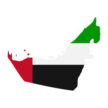 UAE map flag. United Arab Emirates silhouette with national flag vector ill.. Ilustración de archivo