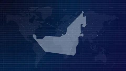 UAE map futuristic United Arab Emirates country shape connected global map Stock Footage 310066765