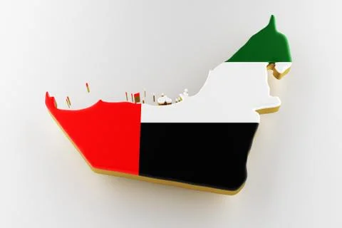 UAE map image with flag. 3d render Illustrazione stock