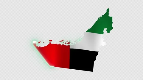 Uae Map With National Flag Overlay Transparent Mov 스톡 동영상 336316748