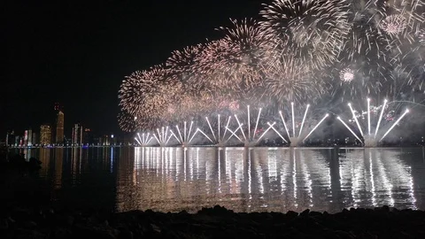 UAE national day firework Vídeo Stock 99200058