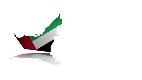 UAE outline map reflection - UAE colors flag Stock Footage 141904396
