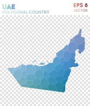 UAE polygonal map, mosaic style country. Alluring low poly style, modern de.. Stock Illustration