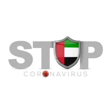 UAE protective shield. Stop coronavius concept. 3D Render Stock Illustration