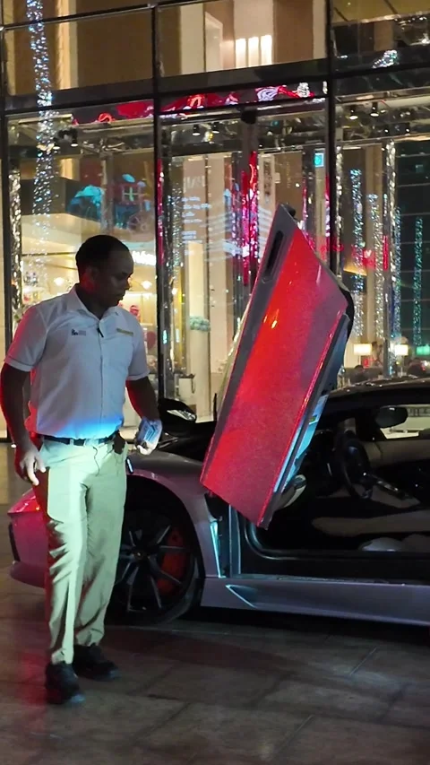UAE, September 10, 2026: Luxury and exotic supercars parked at night⁠ Stock Footage 345180946