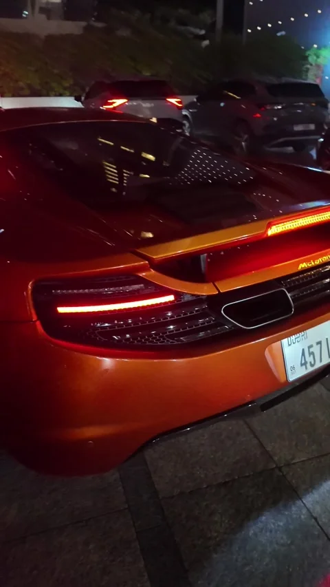 UAE, September 10, 2026: Luxury and exotic supercars parked at night⁠ Stock Footage 345181007