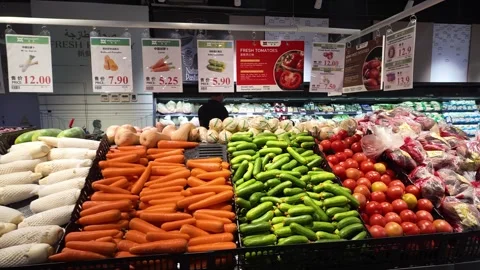 UAE - September 13, 2026 - Interior view of Wemart Asian supermarket and fo.. Stock Footage 345505367