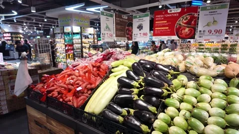 UAE - September 13, 2026 - Interior view of Wemart Asian supermarket and fo.. Stock Footage 345505372