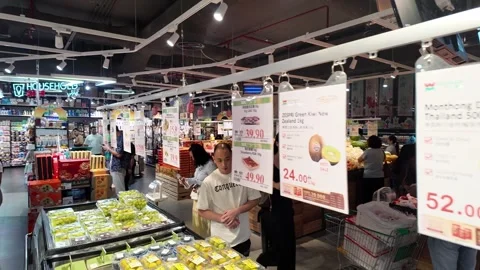 UAE - September 13, 2026 - Interior view of Wemart Asian supermarket and fo.. Stock Footage 345505973