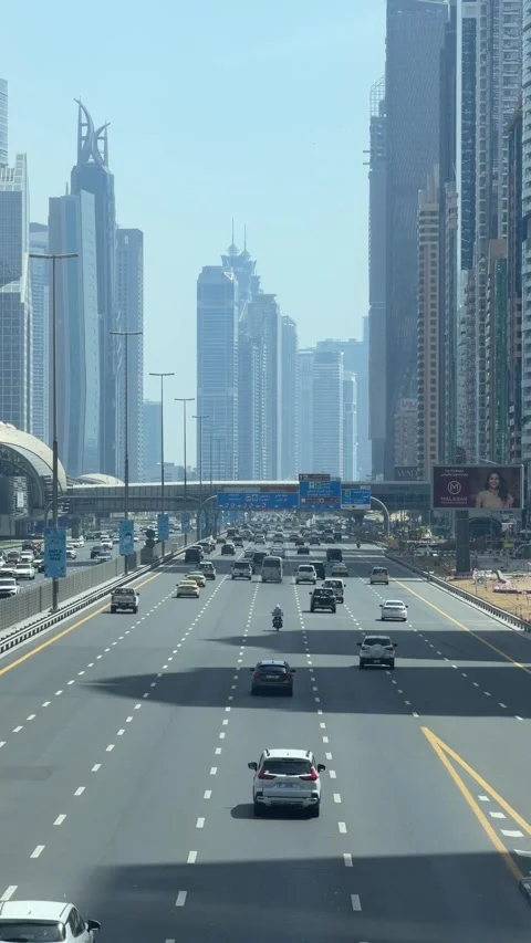 UAE - September 8, 2026 - Scenic urban footage of Sheikh Zayed Road traffic.. Stock Footage 345006836