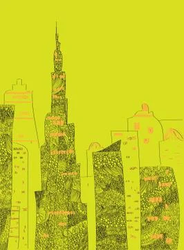 Uae skyline Stock Illustration