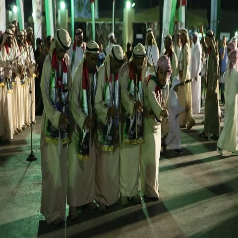 UAE stick dancers performing during UAE National Day celebration at Dubai, Stock Footage 69496095