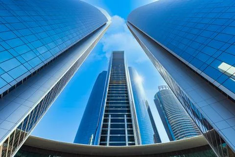 UAE, United Arab Emirates, Abu Dhabi downtown panorama and financial center Stock Photos