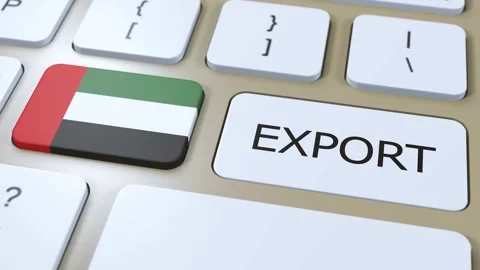 UAE United Arab Emirates Export Animation. Country Flag and Button Stock Footage 268098487