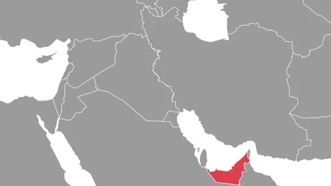 UAE United Arab Emirates Highlighted on Middle East Map with Animated Red E.. Stock Footage 330048628