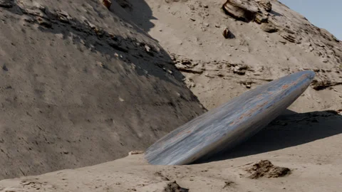 A UAP is found buried in a remote desert Stock Footage 291370445