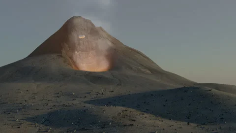 UAP rises up out of Volcano Stock Footage 170663718