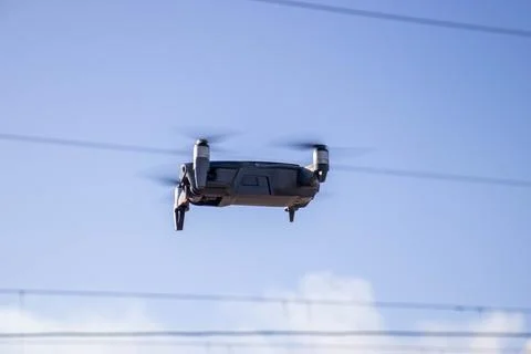 Uas dron volando Stock Photos