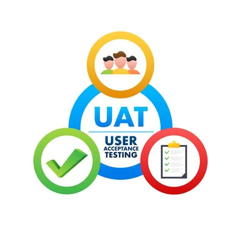 UAT - User Acceptance Testing. Software testing concept. Development quality Stock Illustration