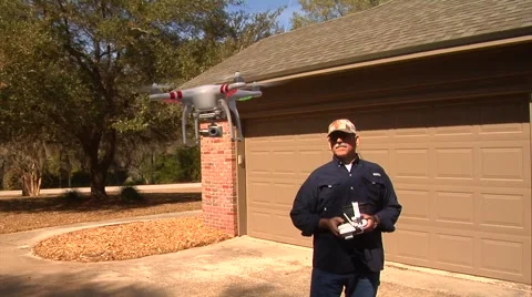 UAV-1, drone helicopter and licensed pilot, close up Stock Footage 47278305