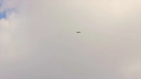 UAV on the background of the blue sky with clouds. Unmanned aircraft complex 動画素材 211995528