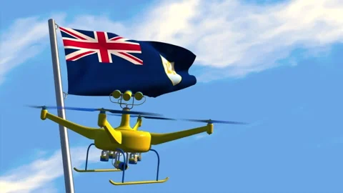 UAV drone watching  Anguilla flag Stock Footage 276309855