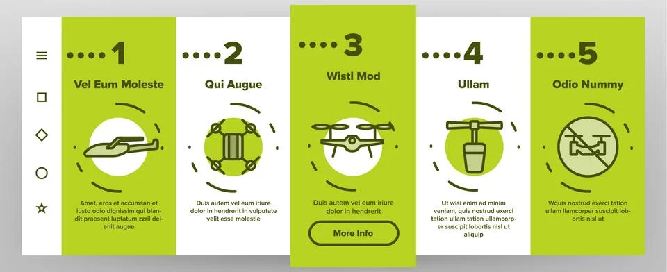 UAV, Remote Control Drones Vector Onboarding Illustrazione stock