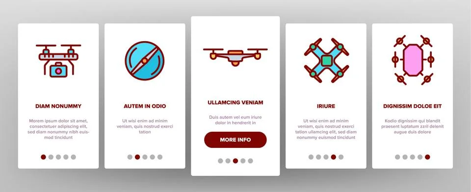 UAV, Remote Control Drones Vector Onboarding Illustrazione stock