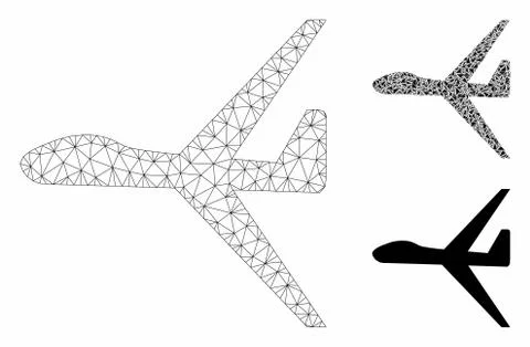 Uav Vector Mesh Network Model and Triangle Mosaic Icon Stock Illustration