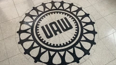 UAW - United Auto Workers Logo - Floor tile Stock Footage 221265672
