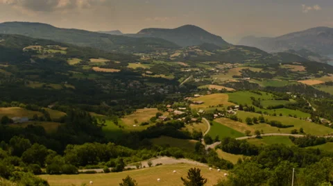 Ubaye valley summer patchwork landscape Provence Alps shadows time lapse Stock Footage 52891442