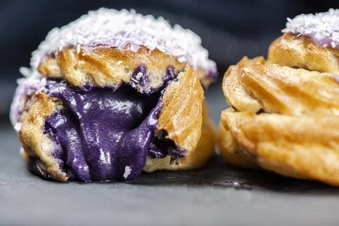 Ube Cream Puff Stock Photos